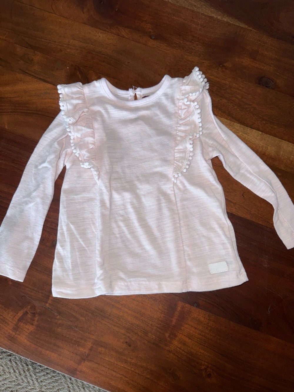 7 For All Mankind Light Pink Long-Sleeve Ruffle Top